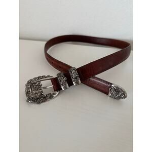 Brighton Disney Leather Womens Belt Brown Gold Hardware Mickey